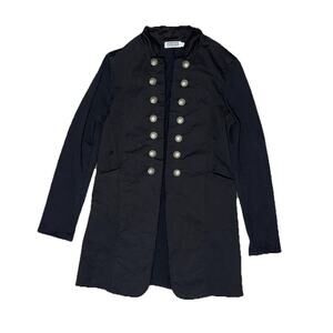 Porter Collective Italy Womens Black Military Jacket Sz Small Long Lightweight